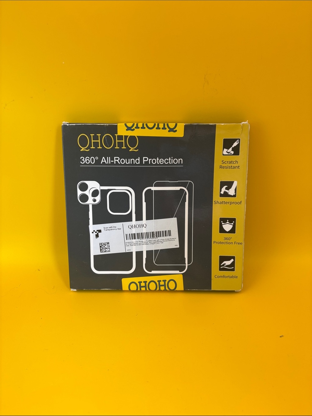 QHOHQ 360° All-Round Protection Phone Case - Black and Yellow